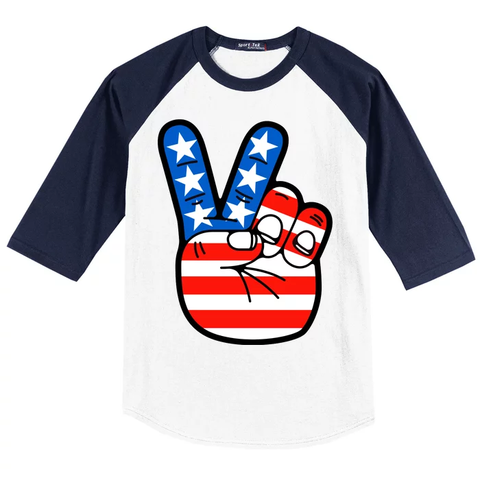 American Peace Sign Flag Baseball Sleeve Shirt