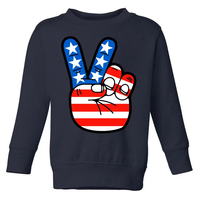 American Peace Sign Flag Toddler Sweatshirt