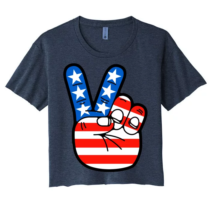 American Peace Sign Flag Women's Crop Top Tee