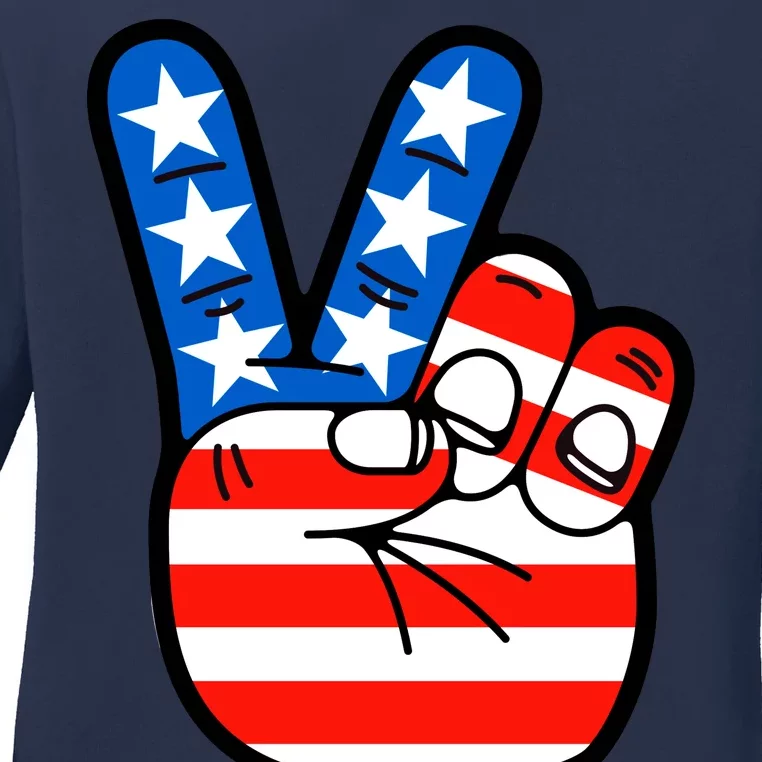 American Peace Sign Flag Ladies Long Sleeve Shirt