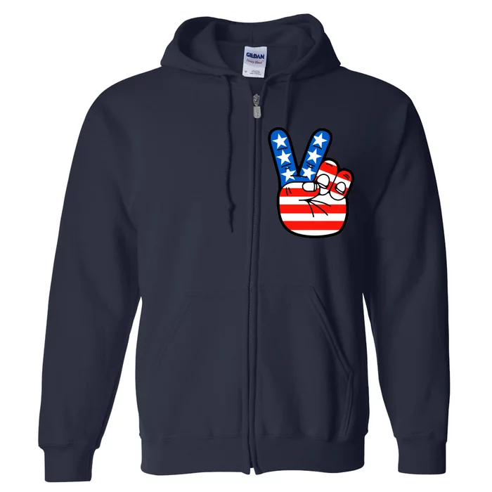 American Peace Sign Flag Full Zip Hoodie