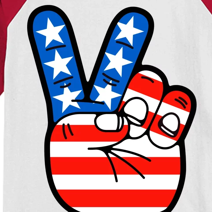 American Peace Sign Flag Kids Colorblock Raglan Jersey