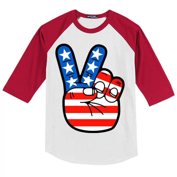 American Peace Sign Flag Kids Colorblock Raglan Jersey