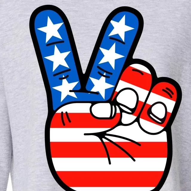 American Peace Sign Flag Cropped Pullover Crew