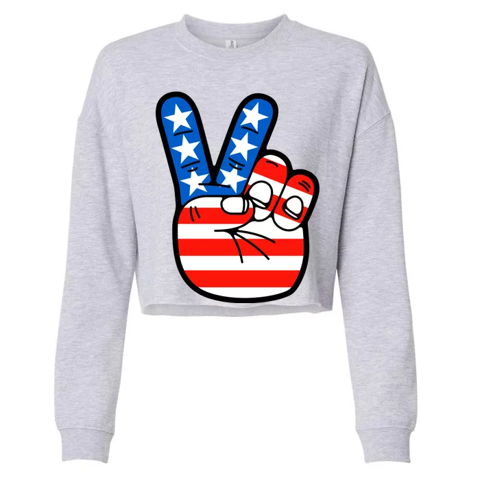 American Peace Sign Flag Cropped Pullover Crew