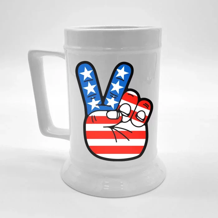 American Peace Sign Flag Front & Back Beer Stein