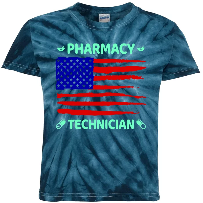 American Pharmacy Technician Kids Tie-Dye T-Shirt