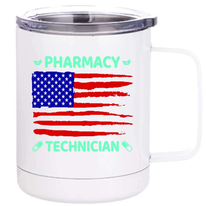 American Pharmacy Technician Front & Back 12oz Stainless Steel Tumbler Cup