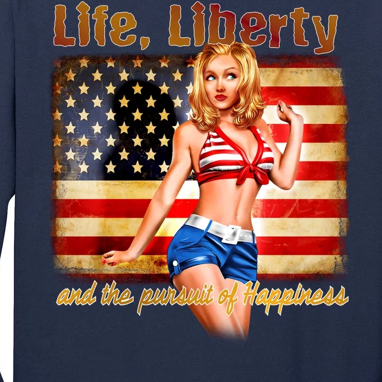 American Pinup Girl - Life Liberty And The Pursuit Of Happiness Tall Long Sleeve T-Shirt