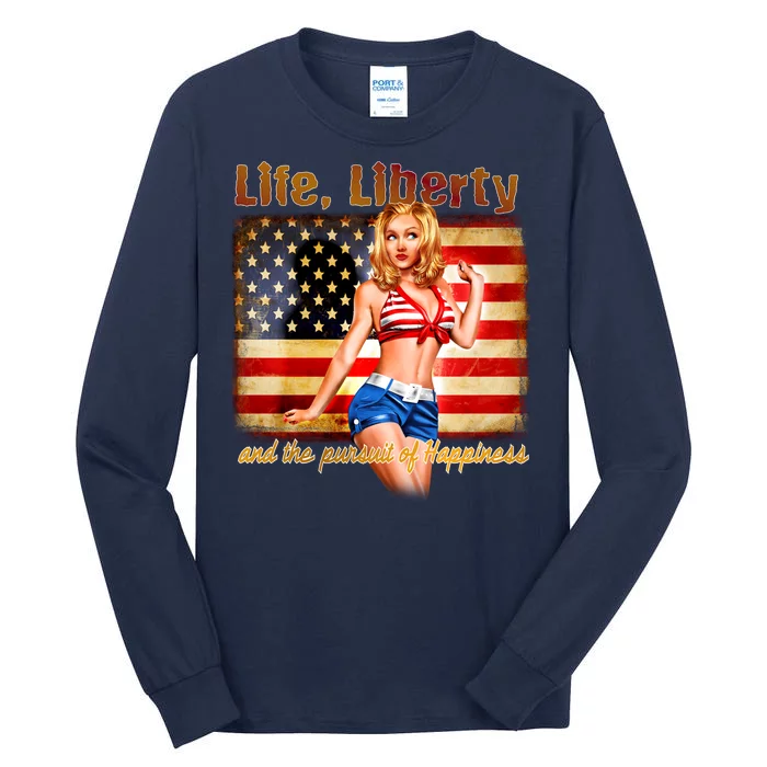 American Pinup Girl - Life Liberty And The Pursuit Of Happiness Tall Long Sleeve T-Shirt