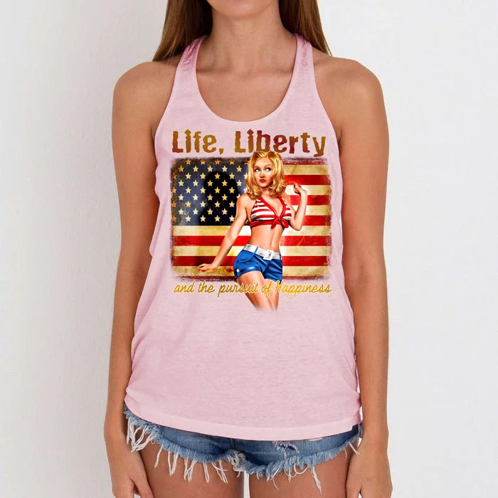 American Pinup Girl - Life Liberty And The Pursuit Of Happiness Women's Knotted Racerback Tank