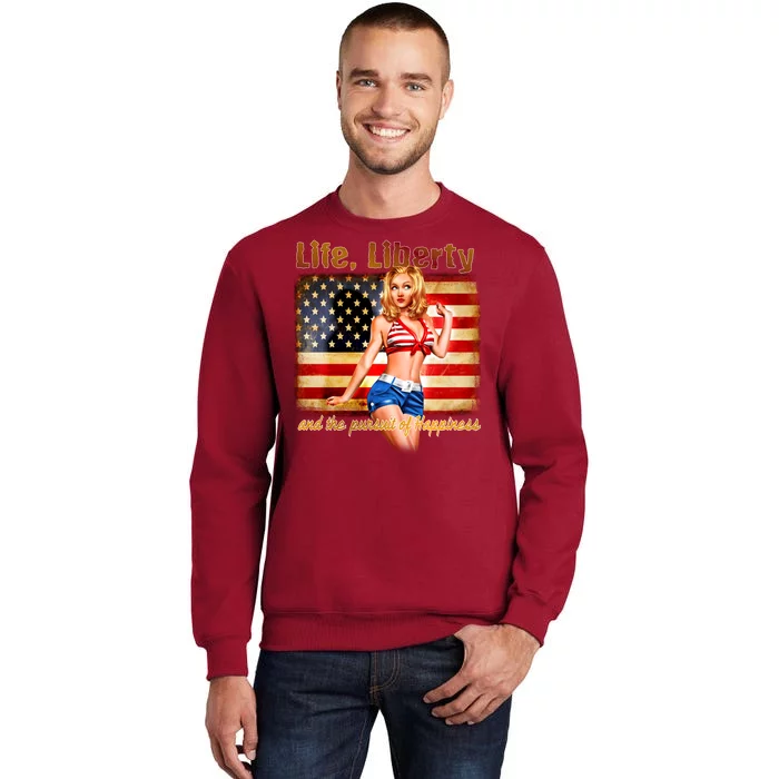 American Pinup Girl - Life Liberty And The Pursuit Of Happiness Tall Sweatshirt