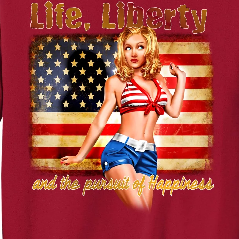 American Pinup Girl - Life Liberty And The Pursuit Of Happiness Tall Sweatshirt