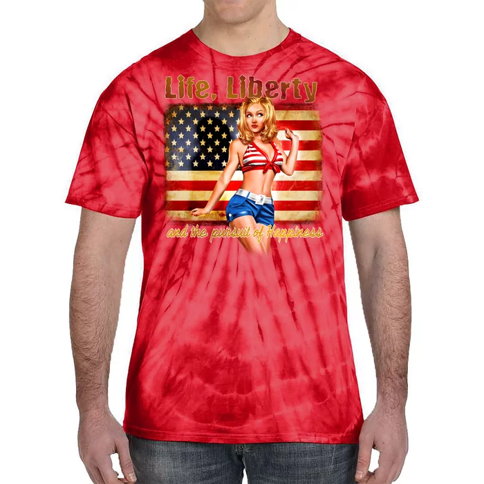 American Pinup Girl - Life Liberty And The Pursuit Of Happiness Tie-Dye T-Shirt