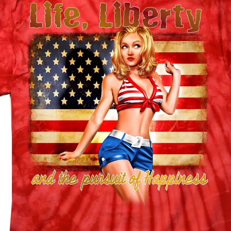 American Pinup Girl - Life Liberty And The Pursuit Of Happiness Tie-Dye T-Shirt