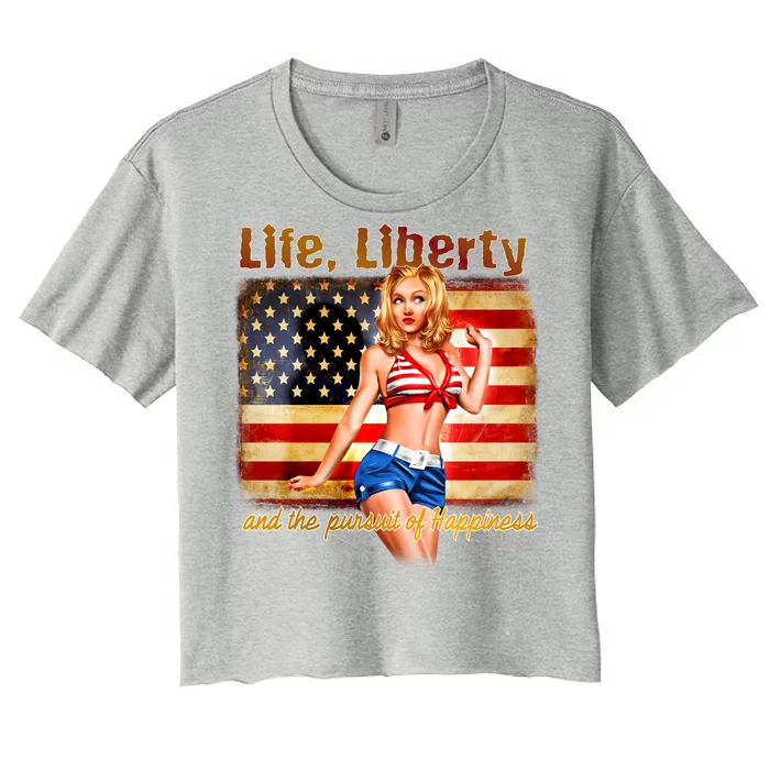 American Pinup Girl - Life Liberty And The Pursuit Of Happiness Women's Crop Top Tee