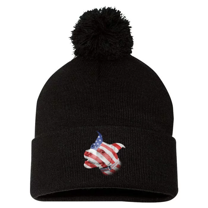 American Pitbull Pom Pom 12in Knit Beanie