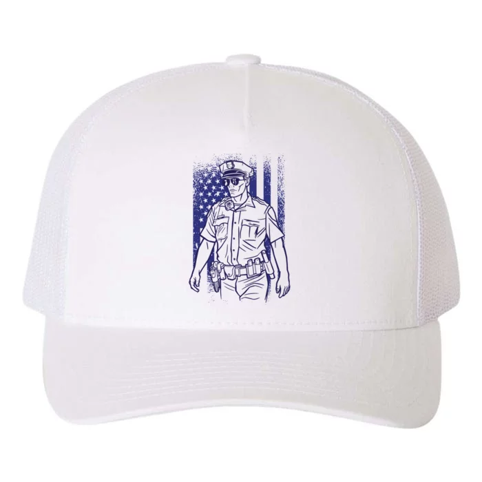 American Police Officer Yupoong Adult 5-Panel Trucker Hat