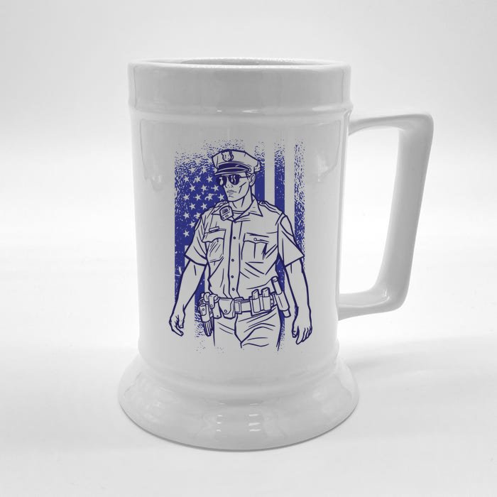 American Police Officer Front & Back Beer Stein