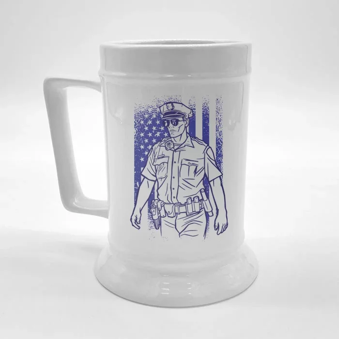 American Police Officer Front & Back Beer Stein