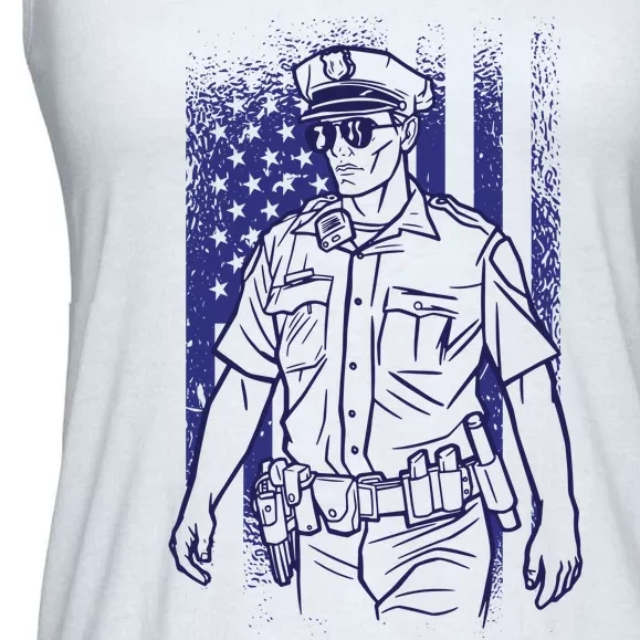 American Police Officer Ladies Essential Flowy Tank