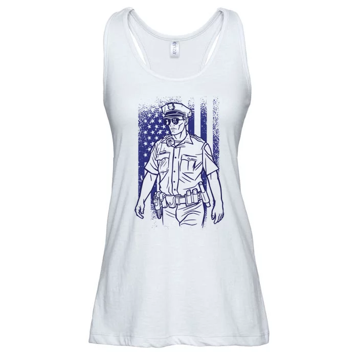 American Police Officer Ladies Essential Flowy Tank