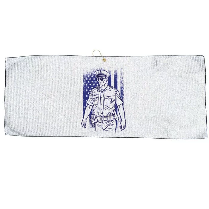 American Police Officer Large Microfiber Waffle Golf Towel