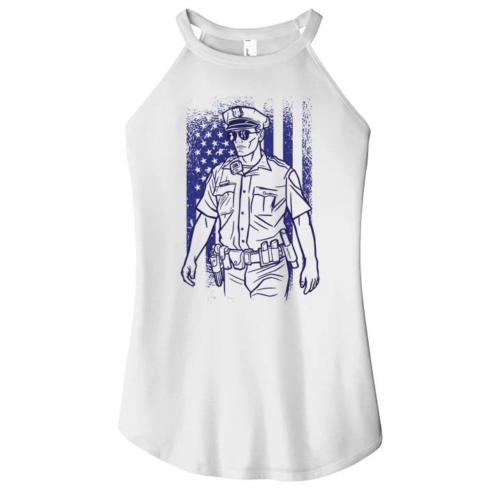 American Police Officer Women’s Perfect Tri Rocker Tank