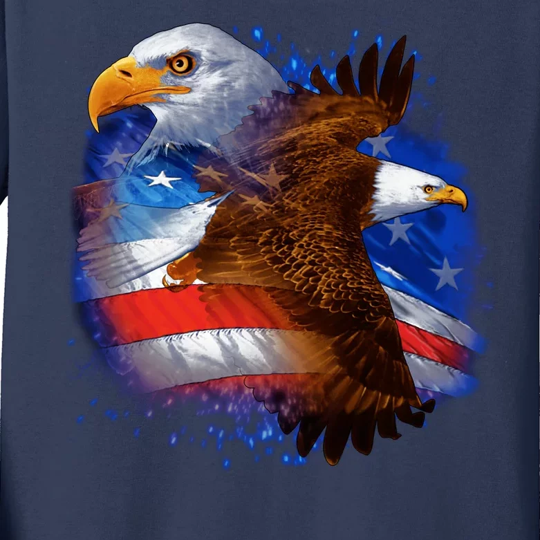 American Pride Soaring Eagle USA Kids Long Sleeve Shirt