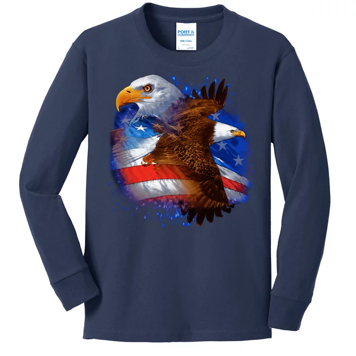 American Pride Soaring Eagle USA Kids Long Sleeve Shirt