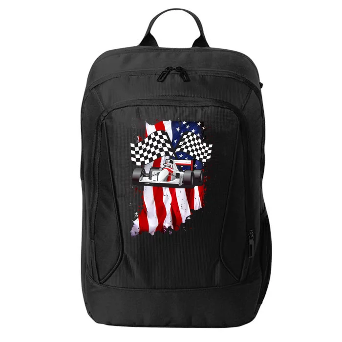 American Racing Car Flag City Backpack