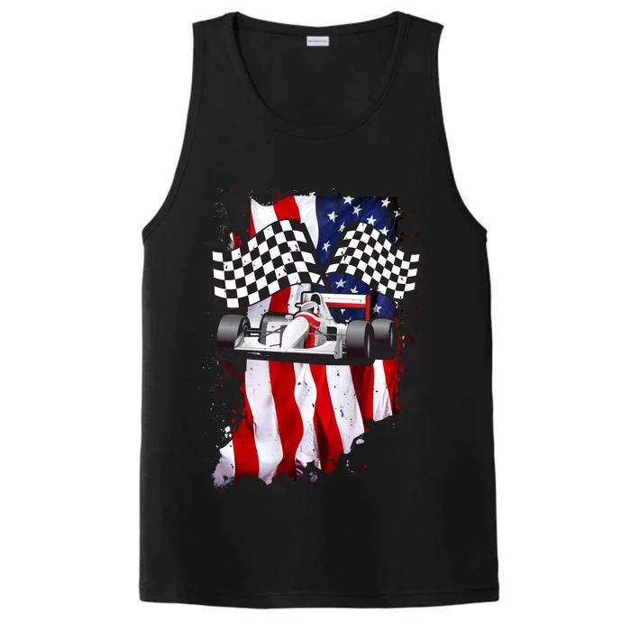 American Racing Car Flag Performance Tank