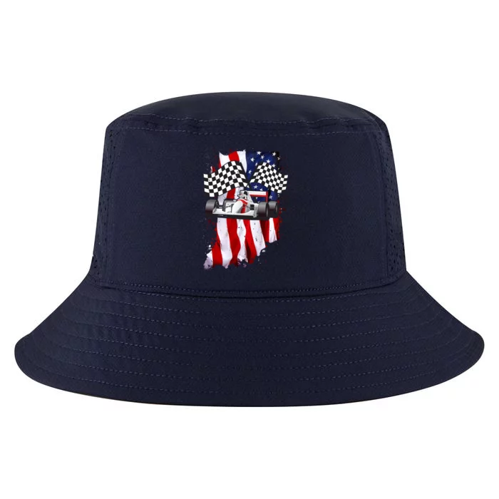 American Racing Car Flag Cool Comfort Performance Bucket Hat