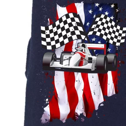 American Racing Car Flag Doggie 3-End Fleece Hoodie