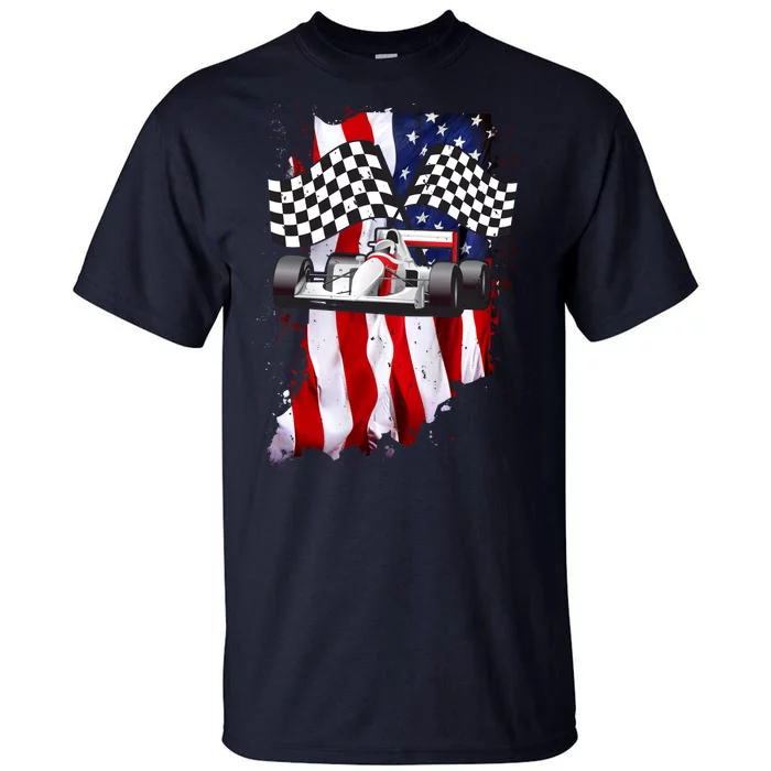 American Racing Car Flag Tall T-Shirt