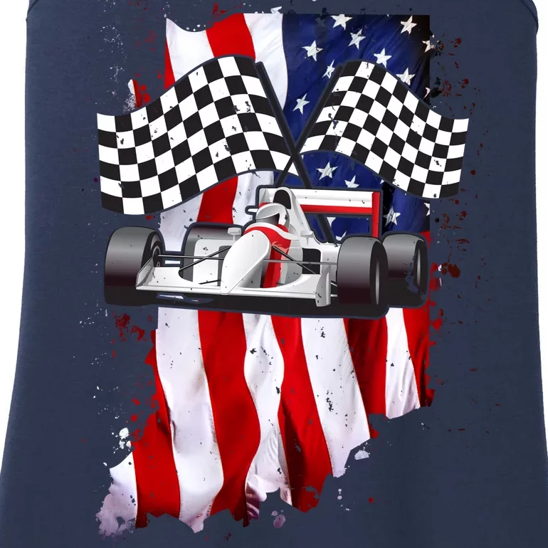 American Racing Car Flag Ladies Essential Tank