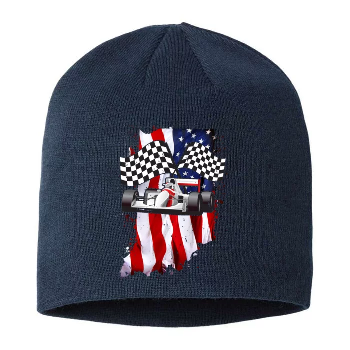 American Racing Car Flag 8 1/2in Sustainable Knit Beanie