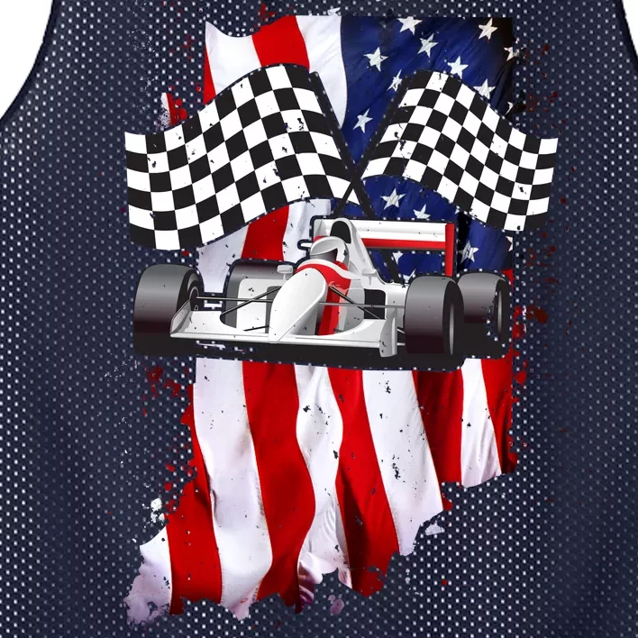 American Racing Car Flag Mesh Reversible Basketball Jersey Tank