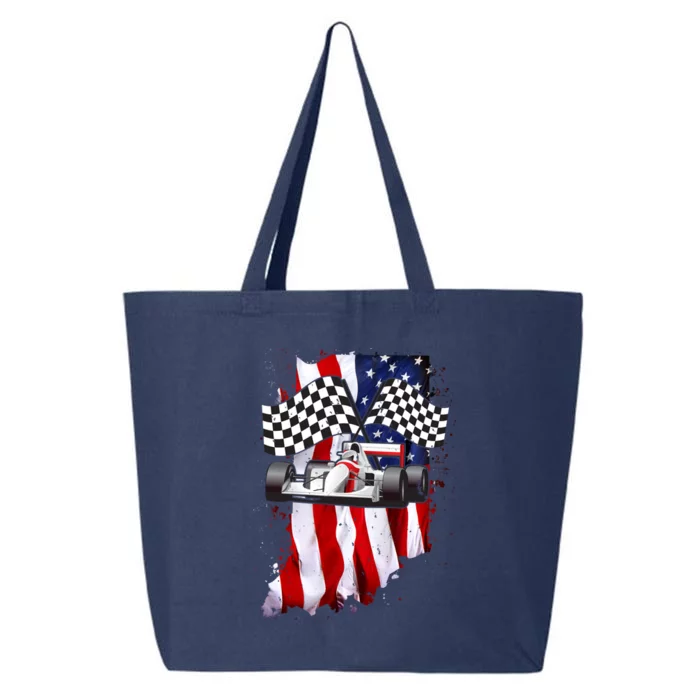 American Racing Car Flag 25L Jumbo Tote