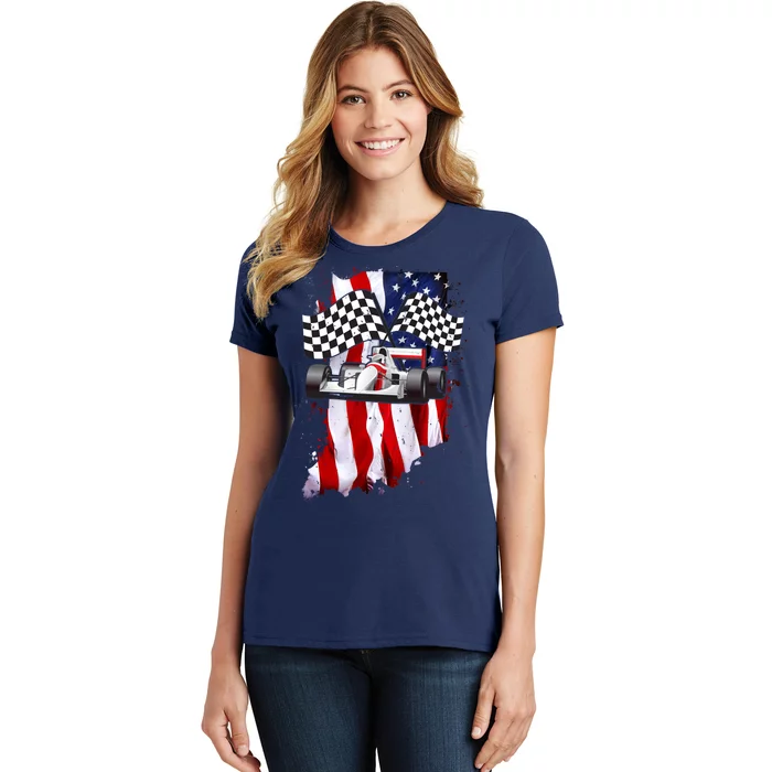 American Racing Car Flag Women's T-Shirt