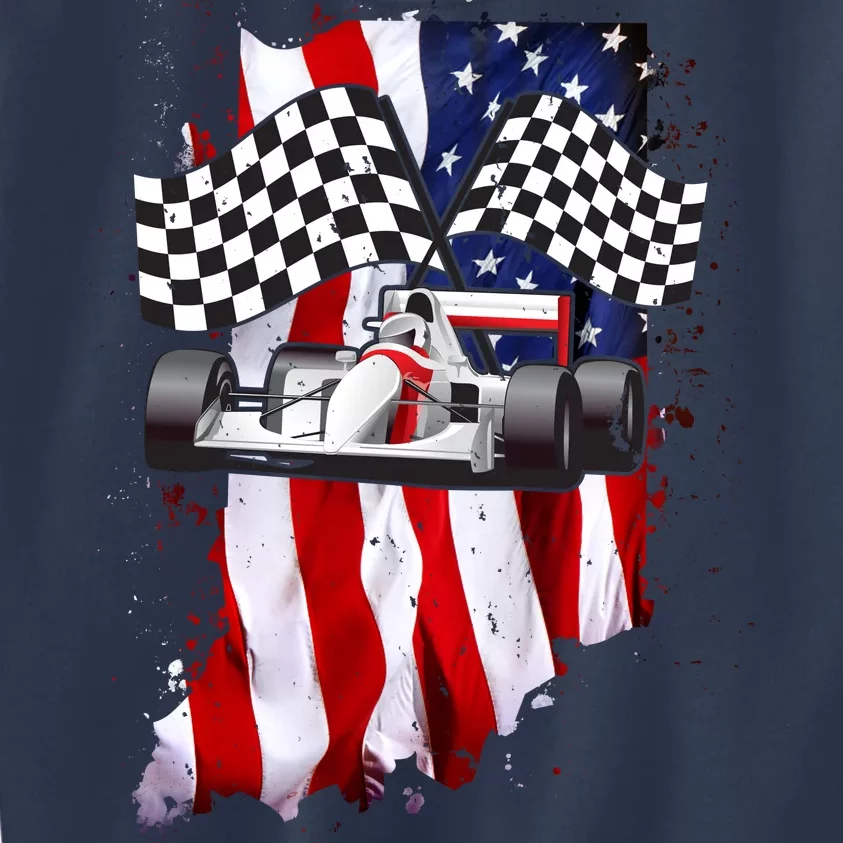 American Racing Car Flag Kids Sweatshirt