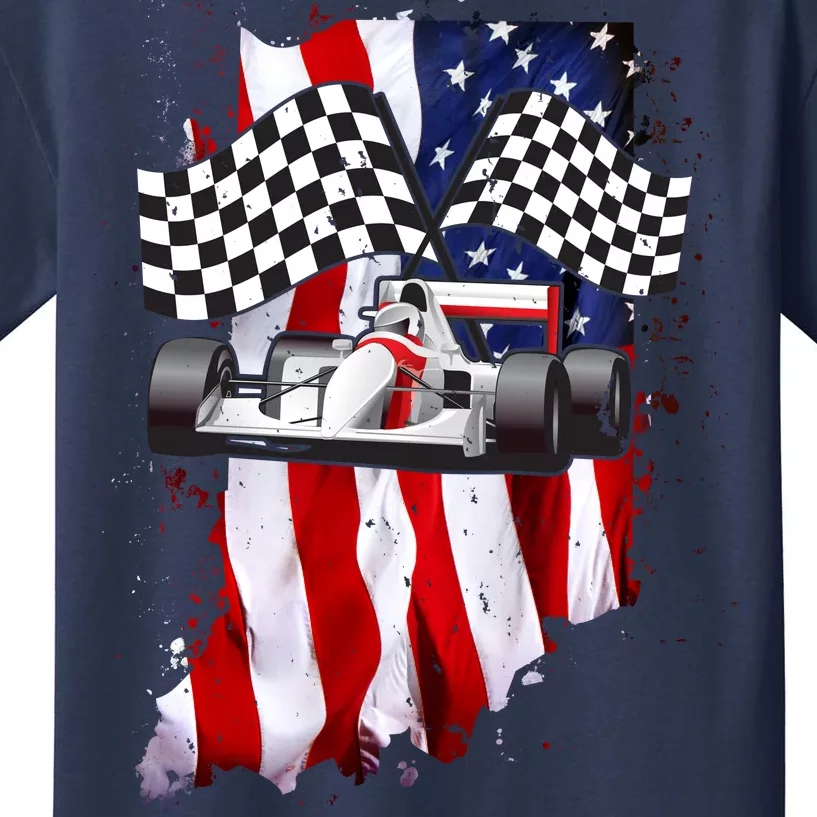 American Racing Car Flag Kids T-Shirt