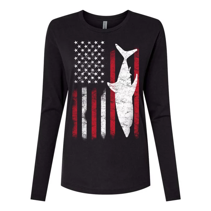 American Shark Flag Womens Cotton Relaxed Long Sleeve T-Shirt