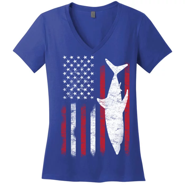 American Shark Flag Women's V-Neck T-Shirt