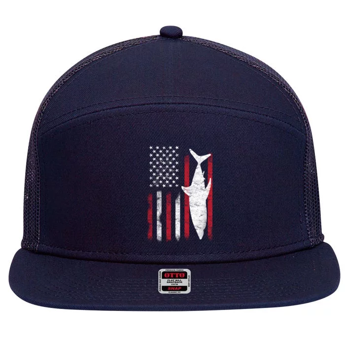 American Shark Flag 7 Panel Mesh Trucker Snapback Hat