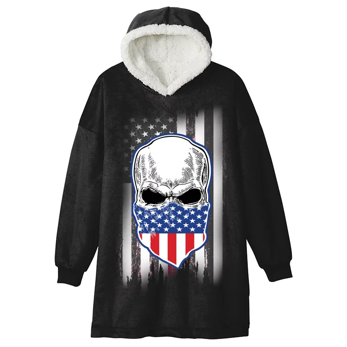 American Skull Bandana Hooded Wearable Blanket