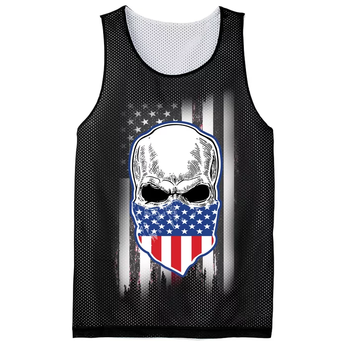 American Skull Bandana Mesh Reversible Basketball Jersey Tank