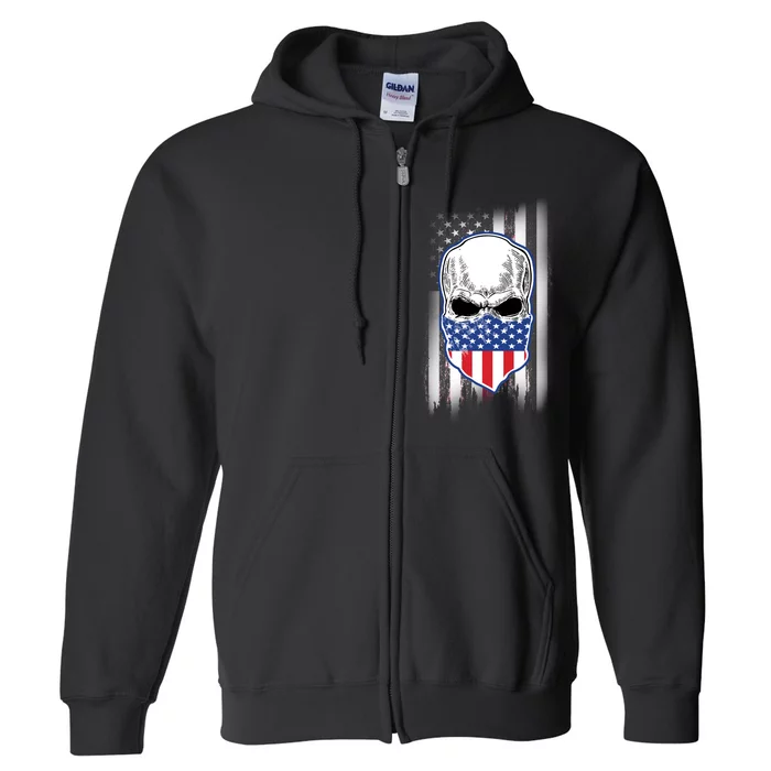 American Skull Bandana Full Zip Hoodie