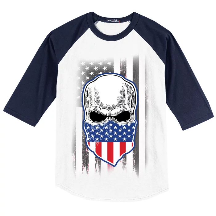 American Skull Bandana Baseball Sleeve Shirt