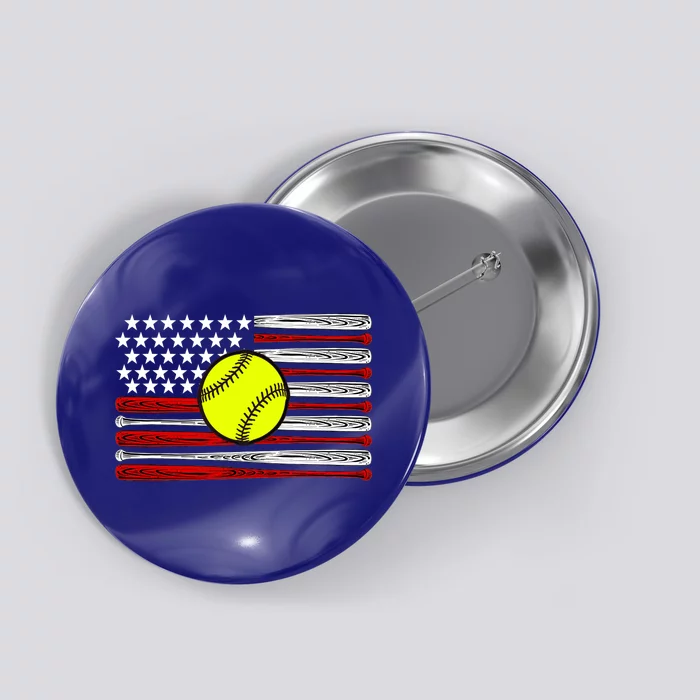 American Softball Flag Button